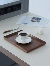 正方形のブラックウォールナット製コーヒートレイ【収納・ティー・デザート・ケーキ用】