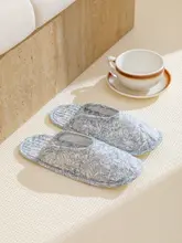 抜群の通気性！室内用冬用防音フロントオープン布製スリッパ【快適なソフトソール・静音設計】