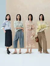 手工染めアルパカウールクルーネックニットセーター【極上の柔らかさ・女性用・多彩なデザイン】（セットアップ対応）