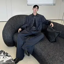 個性的なデザインの工装ポケットジャケット【皮袖口付き・男性用・長袖】（セットアップ対応）