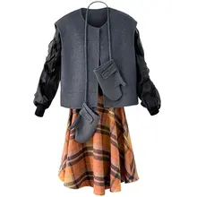 極上の柔らかさのダブルフェイスウールベスト【カジュアルレトロデザイン・ショートコート・手袋付き】