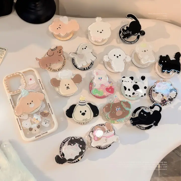可愛いクマ型マグネットスマホスタンド【折りたたみ・伸縮・衝撃吸収・男女兼用】