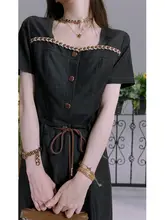 デザインのウエスト調整可能なオールインワンロングパンツ【春夏用・カジュアルスタイル】