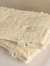 二重構造の取り外し可能なフリル付き綿麻シルク枕【大人用・白鹅绒使用・極上の柔らかさ】（セットアップ対応）