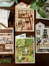ミニ刺繍風パッチワークハウスシーンステッカー【リアルなデザイン・インテリア装飾用】