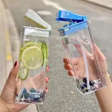 おしゃれな角型フラットウォーターボトル【ストロー付き・外出用】