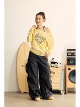 極上の柔らかさのライセル天絲オフショルダーロングスリーブTシャツ【ウエスト絞り・カジュアルデザイン】（セットアップ対応）