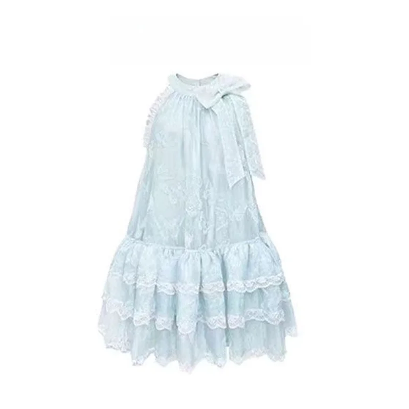 薄荷ブルーの蝶のストラップレスキャミドレス【レース付き・プリンセススタイル・夏用】 大人可愛いの代表アイテム