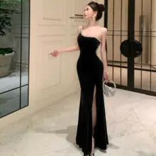 高級感漂うフランス風セクシーオフショルダーのロングドレス【ウエディングやパーティーに最適】