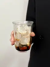 高級感あるアイスアメリカーノグラスカップ【透明・冷飲用】
