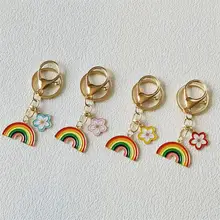 可愛いレインボー桜のキーホルダー【金属製・多色・バッグチャーム】
