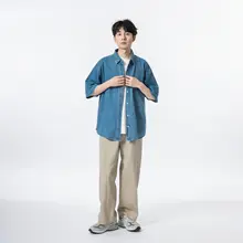 デニムシャツ 半袖 メンズ オーバーサイズ カジュアル 夏 「YOKE STUDIO」