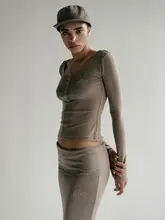 アメリカンヴィンテージ風 ハーフボタン ヘンリーネック長袖Tシャツ【女性用・極上の柔らかさ  ・スリムフィット】