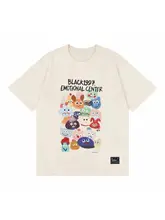 夏用大きいサイズの肩出しデザインTシャツ【趣味的なプリント・ゆったりシルエット・細見え効果】（セットアップ対応）