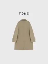 ベージュのレトロ風中長コート【女性用・膝下丈・通年用】（セットアップ対応）