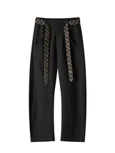 メンズ カジュアルパンツ 長身向け カーブドパンツ ワイド ドレープ ストレッチ 春夏 超ロング丈