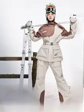防水保温仕様のウエストシェイプスノースーツ【女性用・スキーウェア・上下セット（セットアップ対応）】