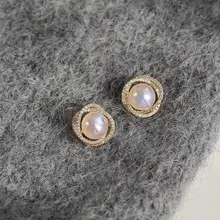 人魚姫風 パール調イヤリング【華やかデザイン・クリスタル装飾・穴あけ不要】