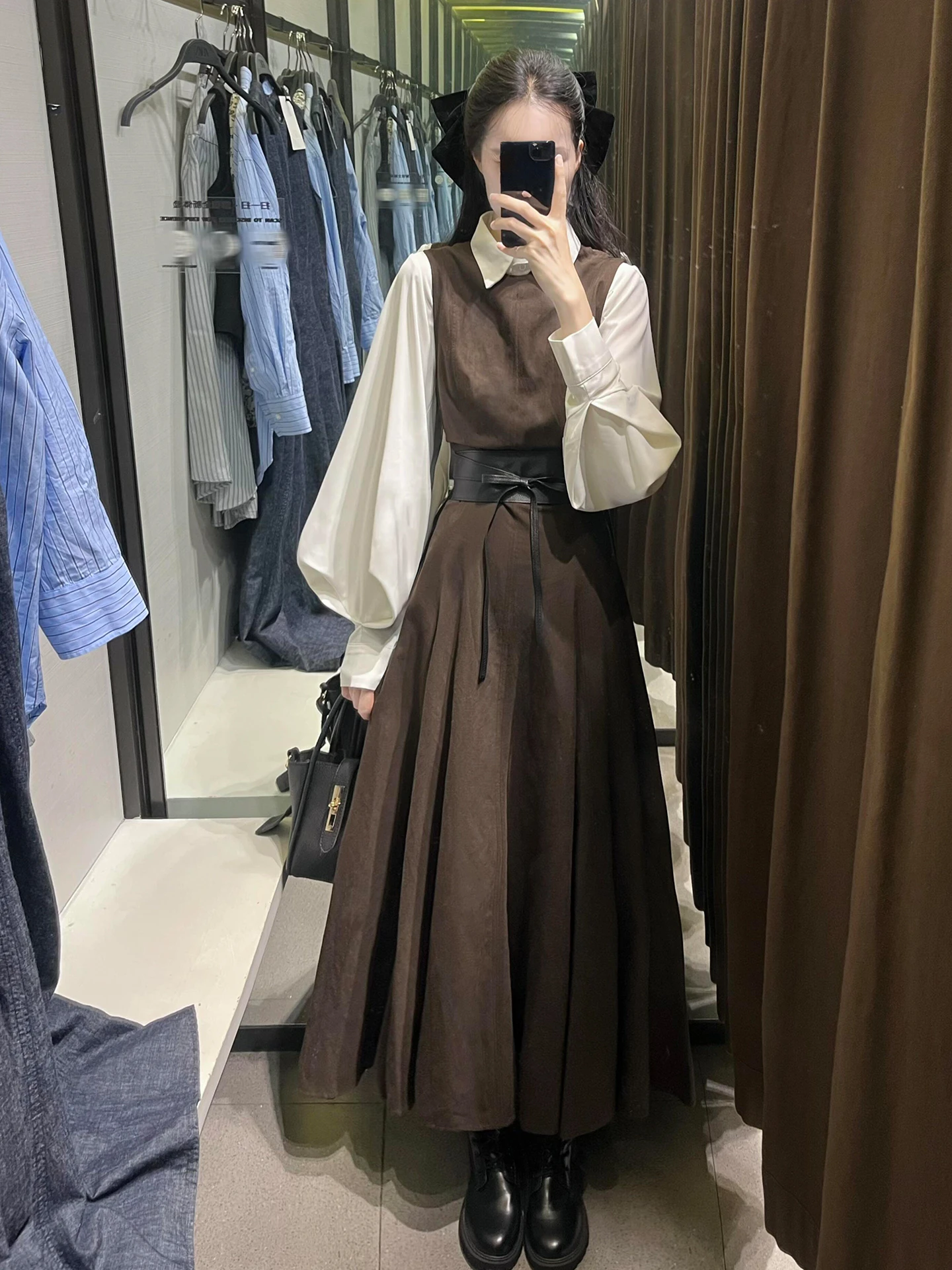 美しいウエストシェイプのフレンチスタイルドレス【重要な場面用・春季・気品漂うデザイン】（セットアップ対応）