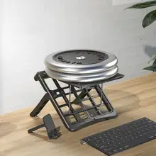 折りたたみ式金属製ノートパソコンスタンド【デスク用・高架・放熱機能・携帯電話ホルダー付き】