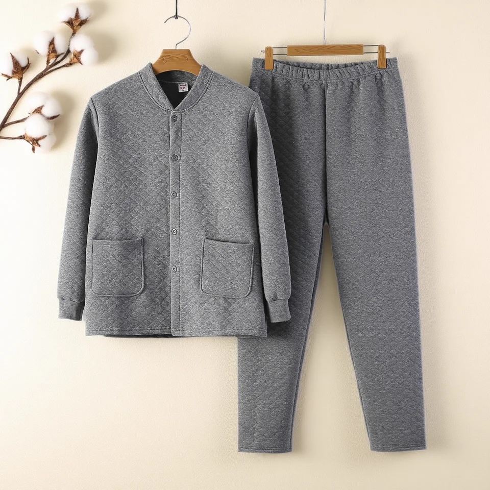 秋冬用 メンズ おしゃれなルーズフィット パジャマ【エアーコットン素材・保温・長袖・長ズボン】（セットアップ対応）