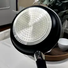 脱着可能なハンドルのフライパン【マイファンス石製・こげつきにくい・ブラック・キャンプ用】