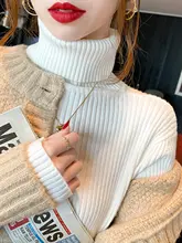 白色 ハイネックニット女性用【厚手・スタイリッシュ・積み上げ襟】