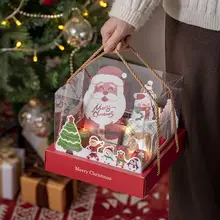 クリスマス用 透明手提げギフトボックス【アップルギフト・お菓子・スカーフ・ケーキ用】