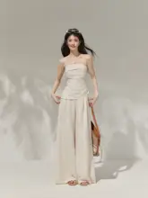 夏用キャミソールと裾絞りパンツのコーディネート【杏色・トレンディ】（セットアップ対応）