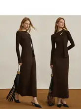 美しいレースデザインのニットワンピース【スカーフカラー・ボトムス付き・秋冬用】（セットアップ対応）