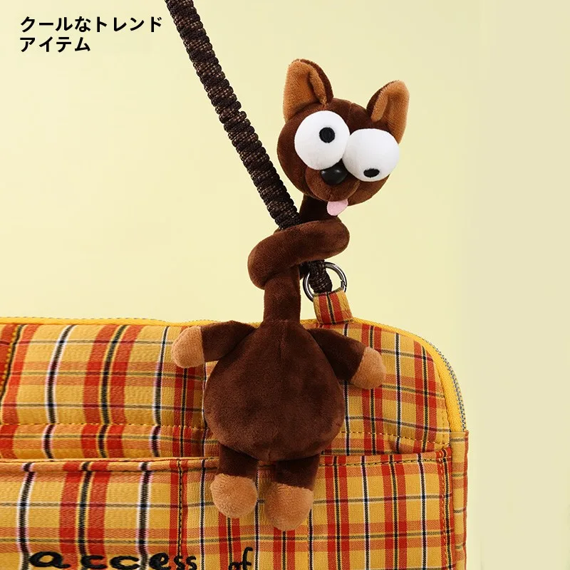 かわいいアニマルマスコット付きの長い首のバッグチャーム：6歳以上向けの布製デコレーションアイテム