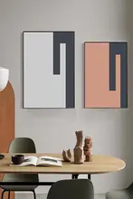 幾何学模様のリビング用ソファ背景壁装飾画【抽象的・ミニマルデザイン】