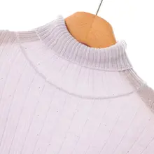 ウール混高領ニットトップス【小さなラメ入り・冬用】