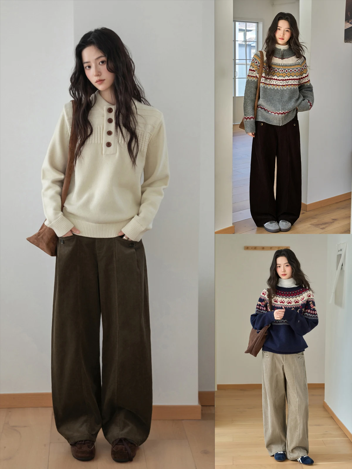 モカブラウンコーデュロイストレートパンツ：高腰設計と100%棉の通勤スタイル実用性解析