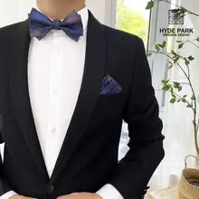 ブルーとパープルの幻彩デザイン！エレガントな結婚式用ボウタイ【英国スタイル・ギフトボックス付き】