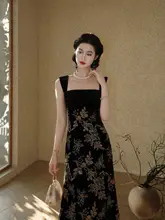 シルクベルベットドレス【ドレスアップ・肩紐付き・フレンチスタイル】