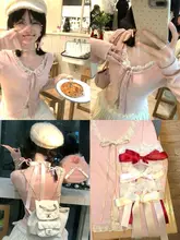 デザイン性のある重ね着風ニットトップス【極上の柔らかさ・首紐付き】（セットアップ対応）
