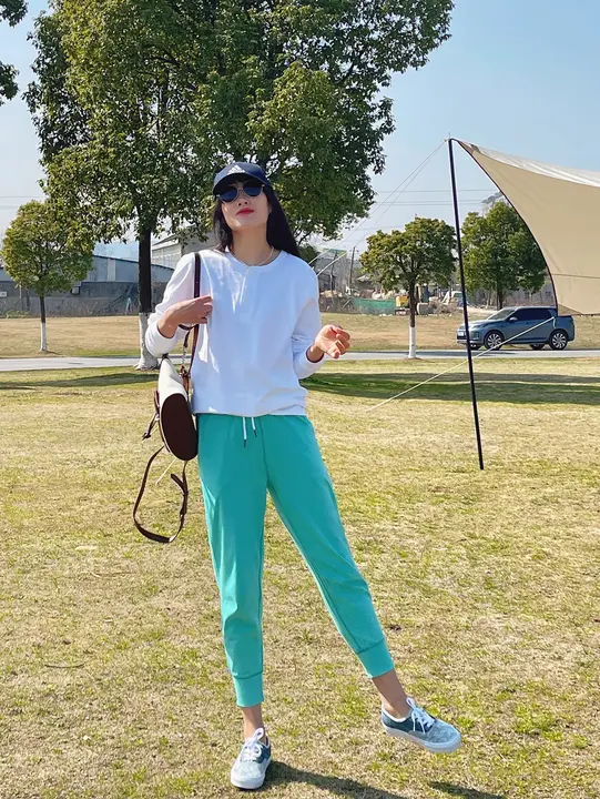 夏用 軽やかなワイドフィット パンツ【リブウエスト・スリムシルエット・カジュアル・九分丈】（セットアップ対応）