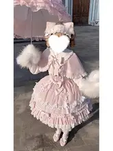 可愛らしいピンクのロリータドレス【フリル付き・ケープデザイン・スウィートスタイル】