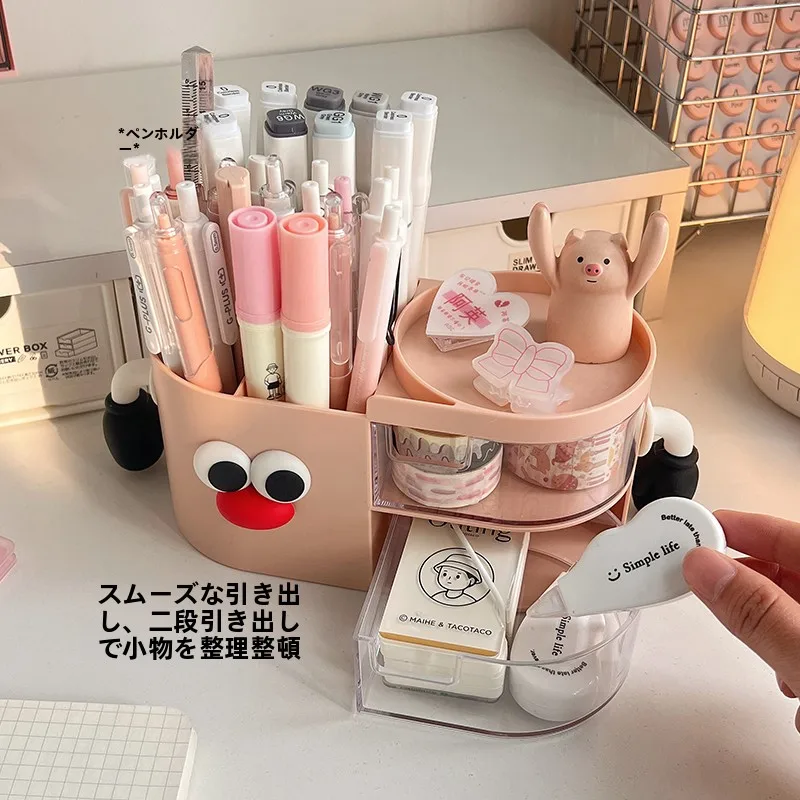 かわいいデスク収納ボックス：ミニペン立てと防塵機能でオフィスの整理を実現
