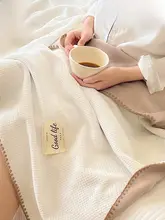 ワッフルデザイン ミルクベルベット毛布【冬用・ソファカバー・一人用・コーラルフリース】