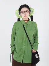 嬉遊記デザインのフリル付きリボンシャツ【女性用・長袖・重ね着に最適】