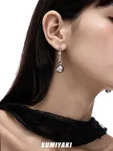 黒真珠ピアス【ピンバッジデザイン・日常使用に適用・ダイヤモンド付き】