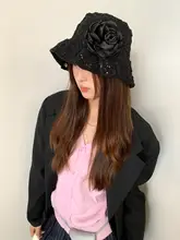 花柄の立体デザイン フィッシャーハット【レディース・韓国風・クラシックスタイル】