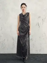 復古調の暗紋ジャガードワンピース【国風・ラップスタイル・ロングスカート】