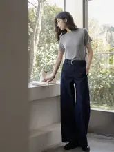 デニムパンツ レディース ヴィンテージ 生デニム ベルト付き ワイド ストレート 初秋「GINNKEE」