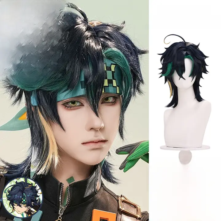 二色の挑染ショートウィッグ【キャラクターコスプレ用・前髪あり】