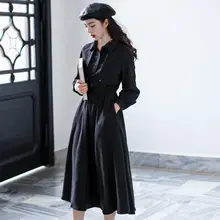 黒いタイトワンピース【レトロスタイル・体型を美しく見せる・中長丈】