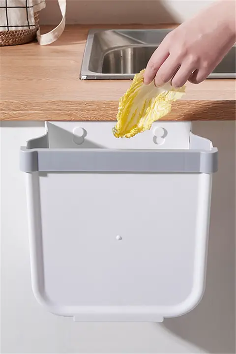 キッチン用折りたたみ式壁掛けゴミ箱【乾湿分別・大容量・扉用】