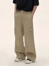 カーゴパンツ 男性 ゆったり ストレート ハリのある